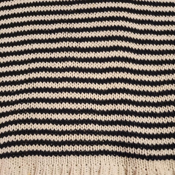 Eileen Fisher Cozy Striped Box Knit Top, Soft White/Black | Size PM - Picture 9 of 10